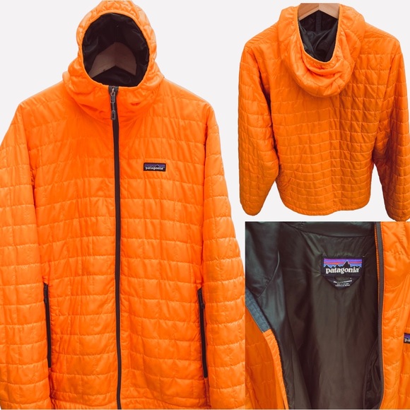 PATAGONIA MENS NANO PUFF HOODY XL SPORTY ORANGE/GREEN PRIMALOFT INSULATION NWOT - Picture 10 of 12